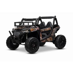 Beneo Motors autko elektryczne dziecięce UTV 24 V, Czarny, dwa skórzane siedzenia, pilot zdalnego sterowania 2,4 GHz, silniki 2 x 200 W, Bateria litowa, hamulec elektryczny, światła LED, miękkie koła EVA z zawieszeniem, odtwarzacz MP3 z USB / AUX