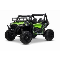 Beneo Motors autko elektryczne dziecięce UTV 24 V, zielone, dwa skórzane siedzenia, pilot zdalnego sterowania 2,4 GHz, silniki 2 x 200 W, Bateria litowa, hamulec elektryczny, światła LED, miękkie koła EVA z zawieszeniem, odtwarzacz MP3 z USB / AUX