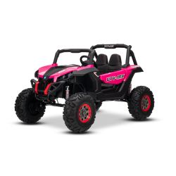Beneo Motors elektryczny samochodzik-zabawka NOWY RSX 24V, Różowy, napęd 4x4, akumulator litowy, koła EVA, osie zawieszenia, dwumiejscowy fotel ze skóry ekologicznej, pilot zdalnego sterowania, odtwarzacz MP3 z wejściem USB/AUX