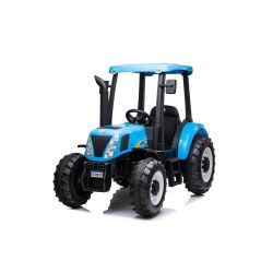 Ciągnik elektryczny NEW HOLLAND-T7 12V, Pojedynczy, niebieski, Fotel ze skóry ekologicznej, Odtwarzacz MP3 z wejściem USB, Napęd tylny, Silnik 2x 35W, Koła EVA, Pilot 2,4 GHz, Oryginalna licencja