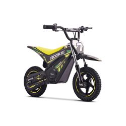 Dziecięcy elektryczny motocykl minicross ROOKIE 24 V (12"), zielony, akumulator litowy, silnik bezszczotkowy 250 W, hamulec tarczowy