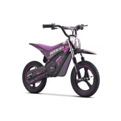 Dziecięcy motocykl elektryczny minicross ROOKIE X 24V (12"), fioletowy, bateria litowa, silnik bezszczotkowy 250W, hamulec tarczowy