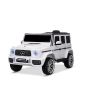 Elektryczny samochodzik Mercedes G, biały, pojedyncze siedzenie, bateria litowa, pilot 2,4 GHz, 2XMOTOR, USB, karta SD, licencja ORGINALNA