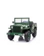 Samochód elektryczny USA ARMY 4X4, zielony, trzyosobowy, odtwarzacz MP3 z wejściem USB / SD, osłony sprężynowe, światła LED, składana przednia szyba, 12V14AH, koła EVA, tapicerowane siedzenia, pilot 2,4 GHz, napęd 4x4