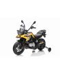 Motocykl elektryczny BMW F850 GS, licencjonowany, akumulator 12V, miękkie koła EVA, silnik 2 x 35W, światła LED, koła pomocnicze, żółty