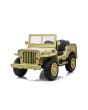 Samochodzik elektryczny ARMY 4X4, żółty, potrójny, odtwarzacz MP3 z wejściem USB / SD, osłony sprężynowe, oświetlenie LED, składana przednia szyba, 12V14AH, koła EVA, tapicerowane siedzenia, pilot 2,4 GHz, napęd 4x4