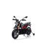 Motorek elektryczny APRILIA DORSODURO 900, licencjonowany, akumulator 12V, miękkie koła EVA, silniki 2 x 18W, zawieszenie, metalowa rama, metalowy widelec, koła pomocnicze, czarny