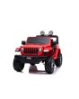 Samochód elektryczny JEEP Wrangler, Jednomiejscowy, czerwony, Skórzane siedzenia, Radio z odtwarzaczem Bluetooth, Wejście SD / USB, Napęd 4x4, Bateria litowa, Koła EVA, Osie zawieszenia, Pilot 2,4 GHz