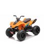 Licencjonowany elektryczny quad McLaren Racing MCL 12V 4X4, pomarańczowy, miękkie koła EVA, ZDALNE STEROWANIE, skórzane siedzenie, amortyzowana oś tylna, silnik 4 x 35W, światła LED, akumulator 12V10Ah
