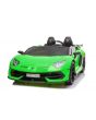 Samochodzik elektryczny Lamborghini Aventador 24V Double, zielony lakier, 2,4 GHz DO, miękkie siedzenia PU, wyświetlacz LCD, zawieszenie, drzwi otwierane pionowo, miękkie koła EVA, silnik 2 X 45W, licencja ORYGINALNA