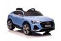 Samochód elektryczny Audi E-tron Sportback 4x4 niebieski, siedzenie ze skóry ekologicznej, pilot 2,4 GHz, koła Eva, wejście USB/Aux, Bluetooth, zawieszenie, akumulator 12V / 7Ah, światła LED, miękkie koła EVA, silnik 4 x 25W, ORYGINALNA licencja