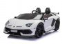 Samochodzik elektryczny Lamborghini Aventador 12V Double, biały, pilot 2,4 GHz, wejście USB / SD, zawieszenie, drzwi otwierane pionowo, miękkie koła EVA, 2 X SILNIK, licencja ORYGINALNA