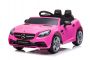 Autko elektryczne Mercedes-Benz SLC 12V, różowy, Fotel ze skóry ekologicznej, Pilot 2,4 GHz, Wejście USB / AUX, Tylne zawieszenie, Światła LED, Miękkie koła EVA, SILNIK 2 X 30W, ORYGINALNA licencja