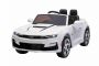 Elektryczny autko Chevrolet Camaro 12V, biały, pilot 2,4 GHz, otwierane drzwi, koła EVA, oświetlenie LED, skórzane siedzenie, 2 X SILNIK, wejście USB / SD, licencja ORYGINALNA