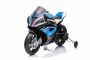 Motocykl elektryczny BMW HP4 RACE 12V, niebieski, Licencjonowany, Koła pomocnicze, koła z miękkiej pianki EVA, silnik 2 x 35W, zawieszenie, rama metalowa, widelec metalowy