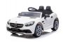 Samochodzik elektryczny Mercedes-Benz SLC 12V, biały, fotel ze sztucznej skóry, pilot 2,4 GHz, wejście USB / AUX, tylne zawieszenie, oświetlenie LED, miękkie koła EVA, SILNIK 2 X 30W, ORYGINALNA licencja