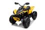 Elektryczny ATV Can-am Renegade, żółty, jednoosobowy, zawieszenie przednie i tylne, oświetlenie LED, akumulator 12 V, silniki 2 x 35 W, miękkie koła EVA, odtwarzacz MP3 z wejściem USB/AUX, licencjonowany