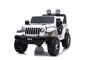 Samochód elektryczny JEEP Wrangler, Jednomiejscowy, Biały, Skórzane siedzenia, Radio z odtwarzaczem Bluetooth, Wejście SD / USB, Napęd 4x4, Bateria litowa, Koła EVA, Osie zawieszenia, Pilot 2,4 GHz