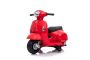 Motocykl elektryczny Vespa GTS, czerwony, z kołami pomocniczymi, licencjonowany, akumulator 6V, skórzane siedzenie, silnik 30W