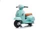 Motocykl elektryczny Vespa GTS, turkusowy, z kołami pomocniczymi, licencjonowany, akumulator 6V, skórzane siedzenie, silnik 30W