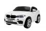 BMW X6 M, Elektryczne Autko, Biały Kolor, Dwa Siedzenia ze Skóry, 2 x 120 W, Oryginalna Licencja, Zasilanie Akumulatorem, Otwierane Drzwi, Hamulec Elektryczny, 2 x Silnik, Akumulator 12 V 10 Ah, Pilot 2,4 GHz, Koła Soft EVA, Płynny Start