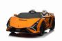 Samochód elektryczny Lamborghini Sian 4X4, pomarańczowy, 12V, pilot 2,4 GHz, wejście USB/AUX, Bluetooth, zawieszenie, drzwi otwierane pionowo, miękkie koła EVA, oświetlenie LED, ORYGINALNA licencja