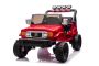Elektryczny samochodzik Toyota FJ Cruiser XXL z napędem 4x4, licencjonowany (dwumiejscowy), czerwony, przenośny akumulator litowy, wysokie podwozie, dwa miejsca, tylna oś amortyzowana, pilot 2,4 GHz, odtwarzacz MP3 z Bluetooth, światła LED