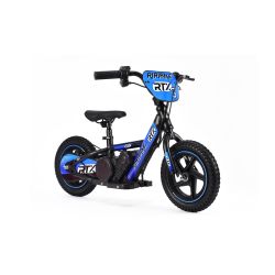 Elektryczny leżaczek dla dzieci RIRIBIKE RTX3 24V (12"), niebieski, bateria litowa, silnik 100W, hamulec tarczowy, regulowane siedzisko z miękkiego PU