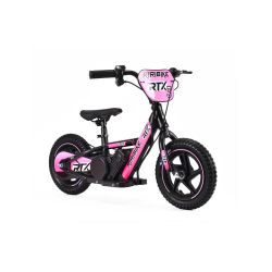Elektryczny leżaczek dla dzieci RIRIBIKE RTX3 24V (12"), różowy, bateria litowa, silnik 100W, hamulec tarczowy, regulowane siedzisko z miękkiego PU