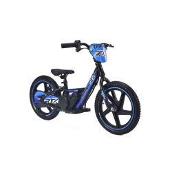 Elektryczny leżaczek dla dzieci RIRIBIKE RTX6 24V (16"), niebieski, bateria litowa, silnik 250W, hamulec tarczowy, regulowane siodełko z miękkiego PU
