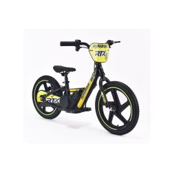 Elektryczny leżaczek dla dzieci RIRIBIKE RTX6 24V (16"), żółty, bateria litowa, silnik 250W, hamulec tarczowy, regulowane siodełko z miękkiego PU
