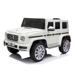 Elektryczny samochodzik Mercedes G500 12V, biały, pilot 2,4 GHz, wejście USB/SD, zawieszenie, bateria litowa, światła LED, licencja ORYGINALNA