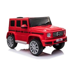 Elektryczny samochodzik Mercedes G500 12V, czerwony, pilot 2,4 GHz, wejście USB/SD, zawieszenie, bateria litowa, światła LED, licencja ORYGINALNA