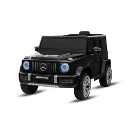 Elektryczny samochodzik Mercedes G, czarny, pojedyncze siedzenie, bateria litowa, pilot 2,4 GHz, 2XMOTOR, USB, karta SD, licencja ORGINALNA