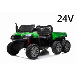 Elektryczny samochód rolniczy RIDER 6X6 24V z napędem na 4 koła 4 X 200W, akumulator 24V/10Ah, koła EVA, osie zawieszenia, pilot 2,4 GHz, dwumiejscowy, odtwarzacz MP3 z wejściem USB / SD, Bluetooth