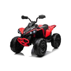Quad elektryczny Can-am Renegade, czerwony, jednoosobowy, zawieszenie przednie i tylne, oświetlenie LED, akumulator 12 V, silniki 2 x 35 W, miękkie koła EVA, odtwarzacz MP3 z wejściem USB/AUX, licencjonowany