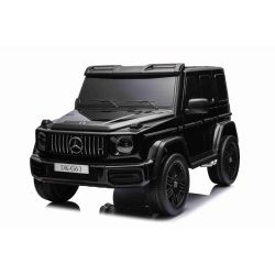 Samochód elektryczny Mercedes-Benz G63 AMG 4x4² Dwumiejscowy 12V, czarny, Odtwarzacz MP3 z wejściem USB/AUX, Napęd 4x4, Akumulator 12V14Ah, Koła EVA z amortyzacją, Fotele skórzane, Pilot, Licencja