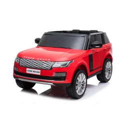 Elektryczne Autko Range Rover, Podwójne Siedzenie, Czerwony Kolor, Skórzane Fotele, Wyświetlacz LCD Z Wejściem USB, Napęd 4 x 4, 2 x 12 V 7 AH, Koła EVA, Osie Zawieszenia, 2.4 GHz Pilot Bluetooth