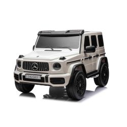 Samochód elektryczny Mercedes-Benz G63 AMG 4x4² Dwumiejscowy 12V, biały, Odtwarzacz MP3 z wejściem USB/AUX, Napęd 4x4, Akumulator 12V14Ah, Koła EVA z amortyzacją, Fotele skórzane, Pilot, Licencja