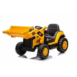 Licencjonowana koparka elektryczna Caterpillar z łyżką do prac na pochyłościach, pojedynczym siedzeniem, żółta, wejściem USB na odtwarzacz MP3, napędem tylnym z 2 silnikami 30 W i akumulatorem litowym