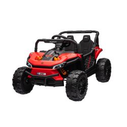Autko elektryczne UTV Small 12V, czerwone, napęd na tylne koła, akumulator 12V, plastikowe koła, szerokie podwójne siedzenie, pilot 2,4 GHz, jednoosobowe miejsce, odtwarzacz MP3 z wejściem USB/SD, oświetlenie LED