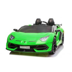 Samochodzik elektryczny Lamborghini Aventador 12V Double, zielony, pilot 2,4 GHz, wejście USB / SD, zawieszenie, drzwi otwierane pionowo, miękkie koła EVA, 2 X SILNIK, licencja ORYGINALNA
