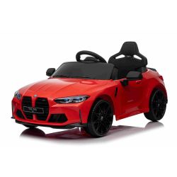 Samochód elektryczny BMW M4, czerwony, pilot 2,4 GHz, wejście USB/Aux, zawieszenie, akumulator 12V, światła LED, 2 X SILNIK, ORYGINALNA licencja