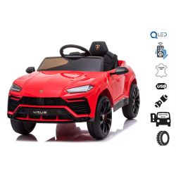 Autko elektryczne Lamborghini URUS, czerwony, oryginalna licencja, na akumulator, otwierane drzwi, 2x silnik, akumulator 12 V, zdalne sterowanie 2,4 Ghz, miękkie koła EVA, zawieszenie, płynny start