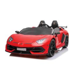 Samochodzik elektryczny Lamborghini Aventador 12V Dual, czerwony, pilot 2,4 GHz, wejście USB / SD, zawieszenie, drzwi otwierane pionowo, miękkie koła EVA, 2 X SILNIK, licencja ORYGINALNA