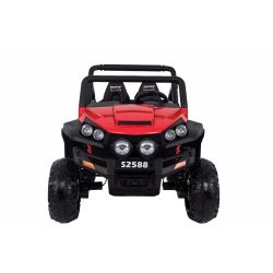 Elektryczne Autko, RSX, Czerwony Kolor, 2,4 GHz, Silnik 2 x 12 V/7 Ah, 4 x Napęd, Pilot, 2 Skórzane Siedzenia, Koła Soft EVA, Radio FM, Bluetooth